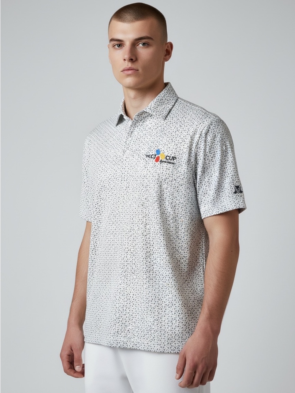 Adidas Men’s White Patterned Polo Shirt with Logo